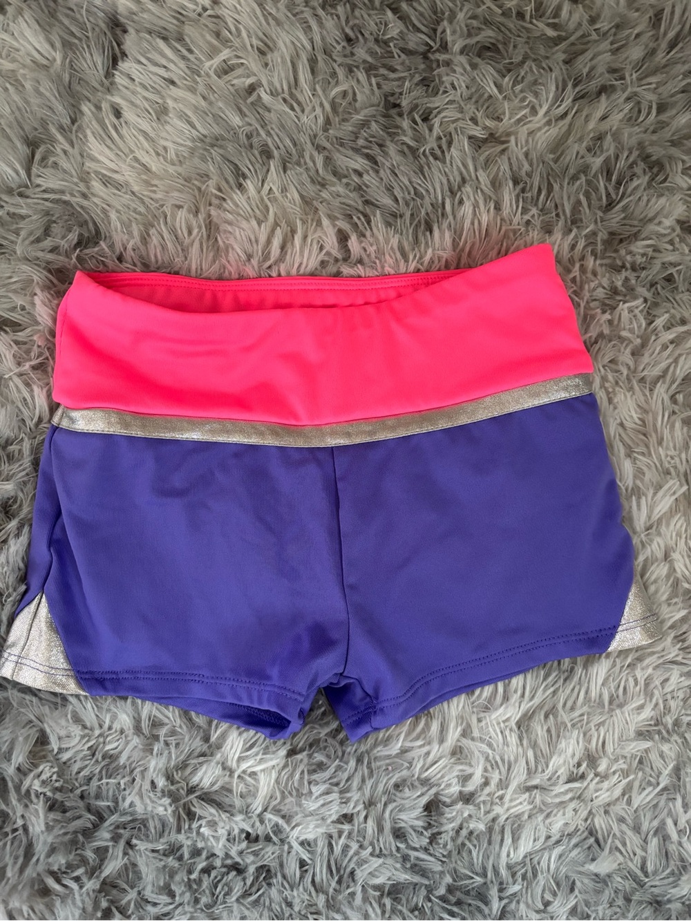 Circo Purple Gymnastics Shorts with Neon Pink Waistband